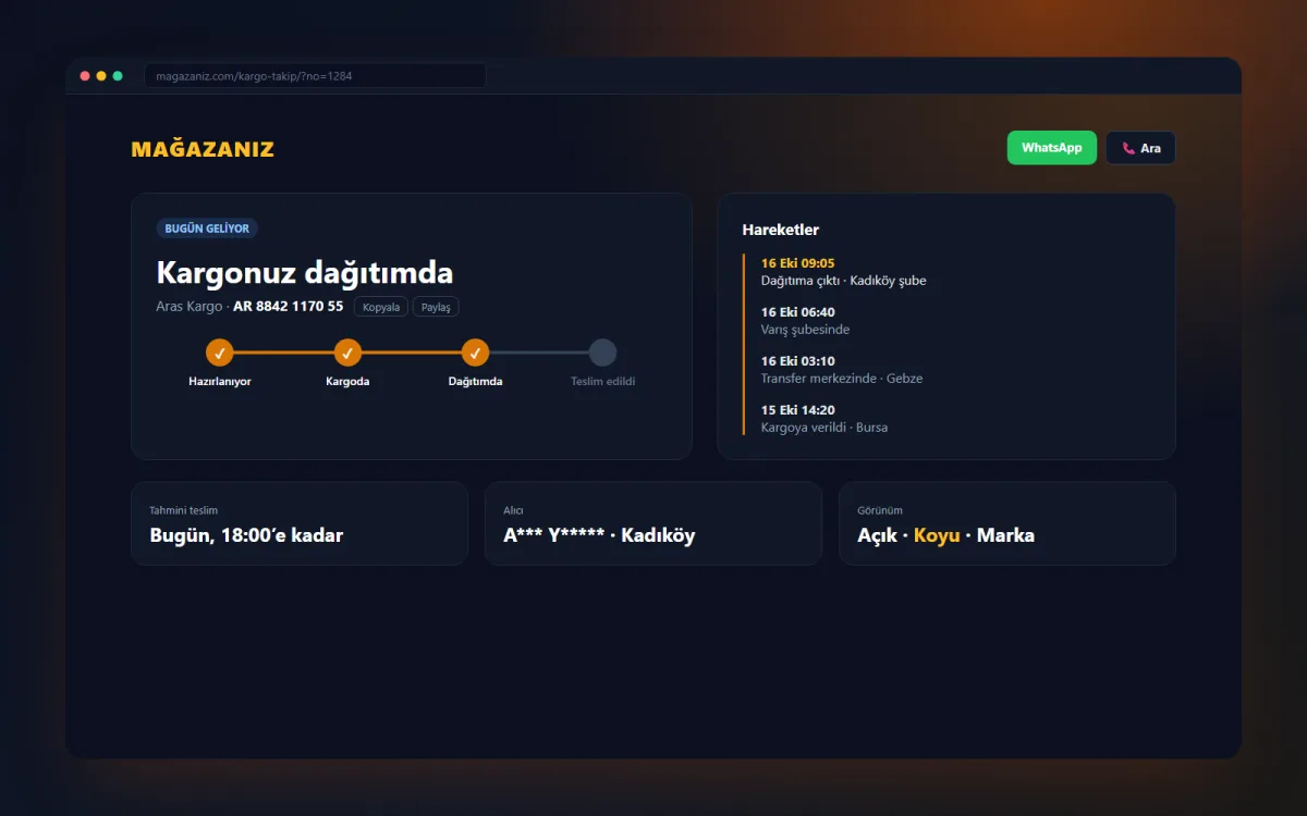 Markalı takip sayfası