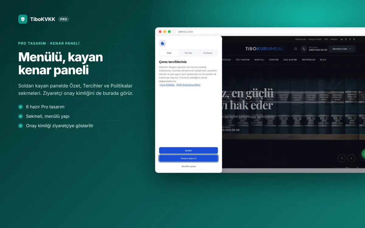 Pro kenar paneli tasarımı: sekmeli çerez paneli