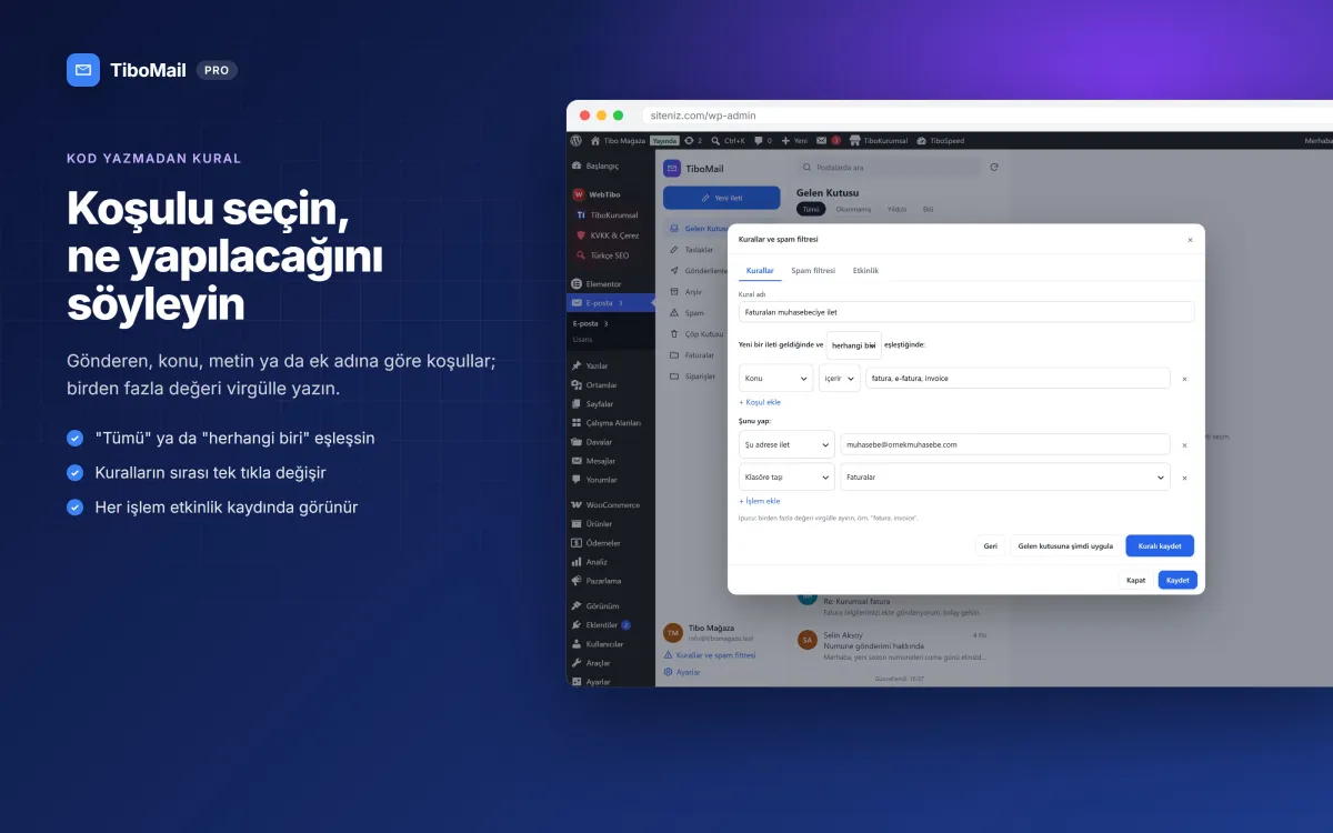 Koşulu seçin, ne yapılacağını söyleyin