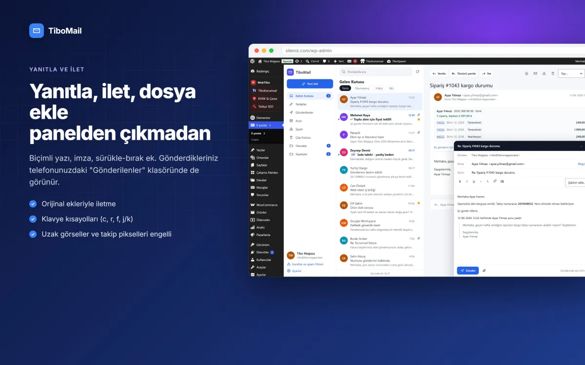 Yanıtla, ilet, dosya ekle