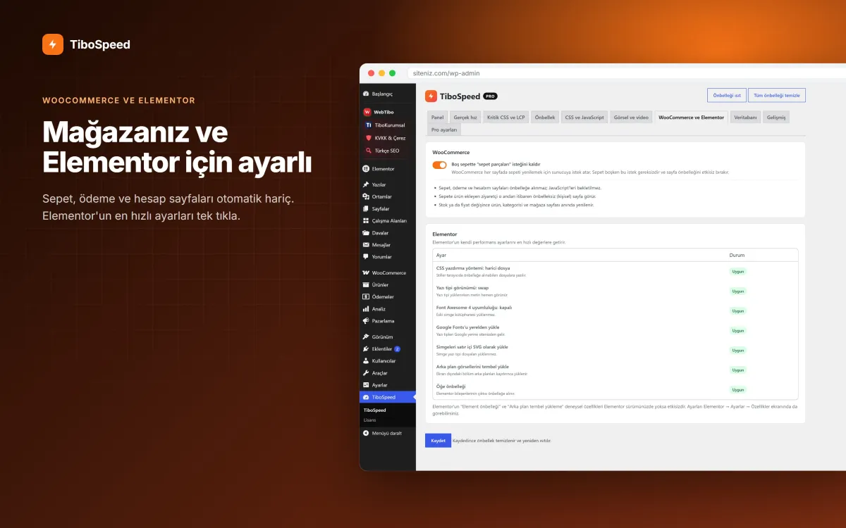 WooCommerce ve Elementor optimizasyonları