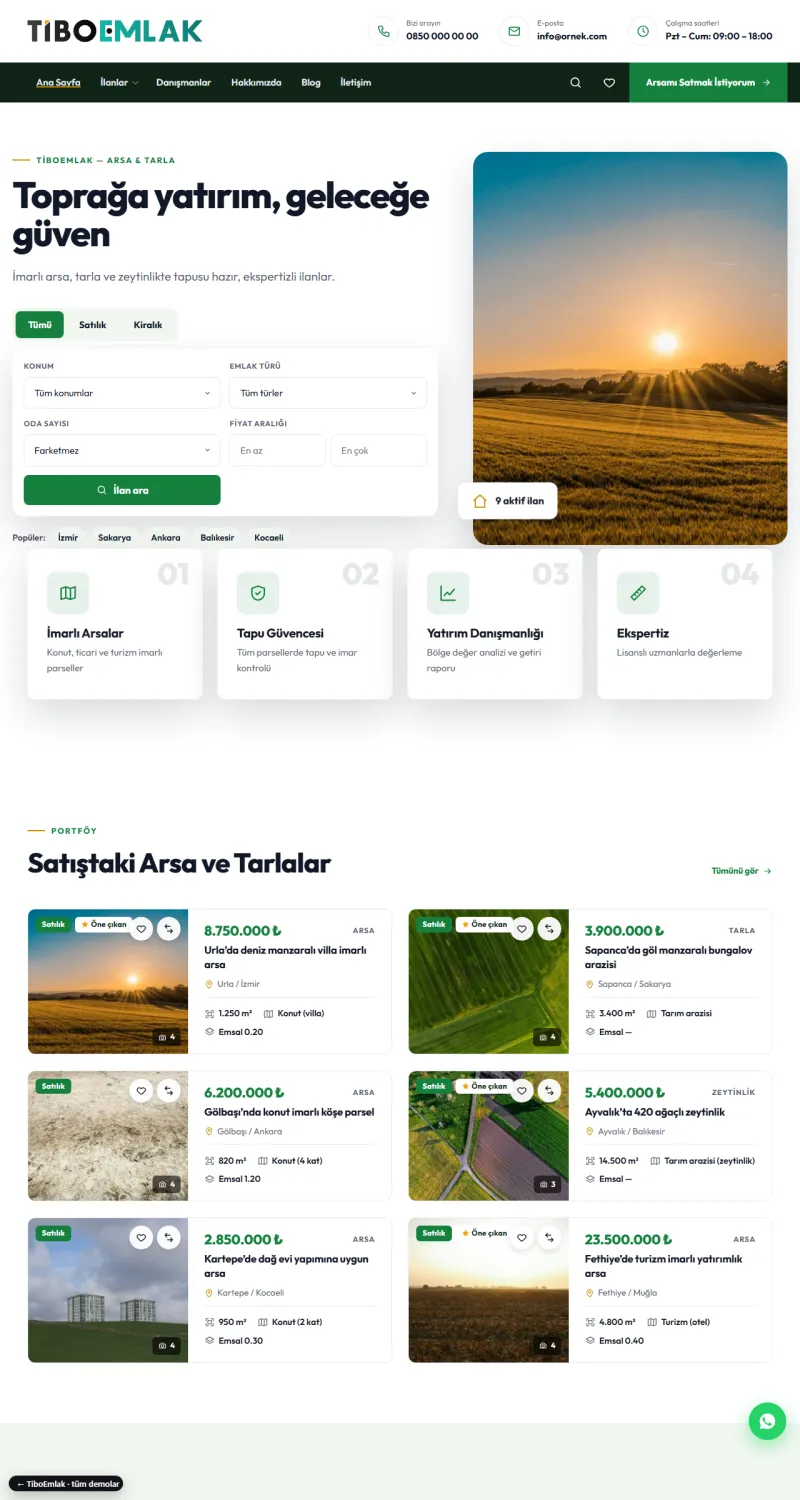 TiboEmlak Arsa & Tarla demosu