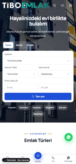 TiboEmlak mobil görünüm