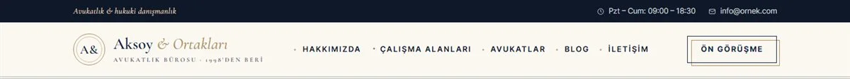 TiboHukuk antet header: baş harfli mühür logo ve çift çizgi