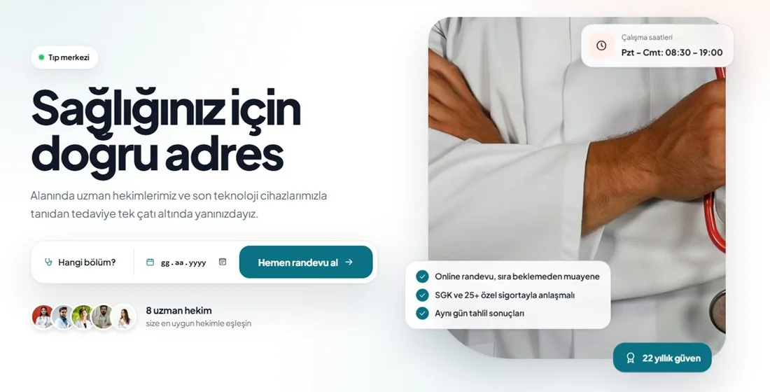 TiboKlinik gömülü hızlı randevulu bento vitrin