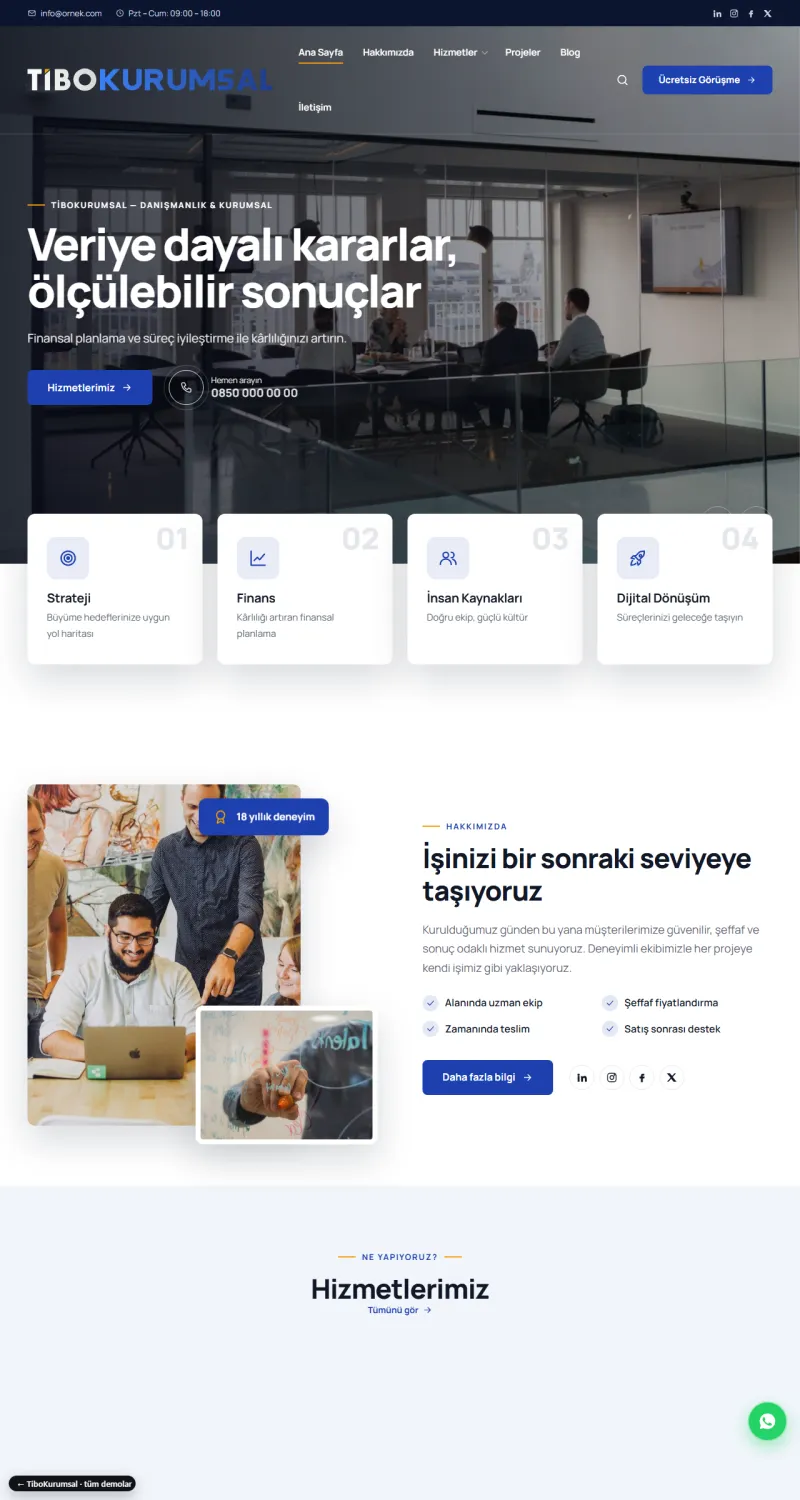 TiboKurumsal Danışmanlık & Kurumsal demosu