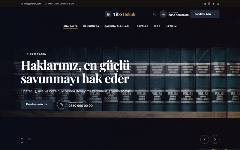 TiboKurumsal Hukuk Bürosu demosu