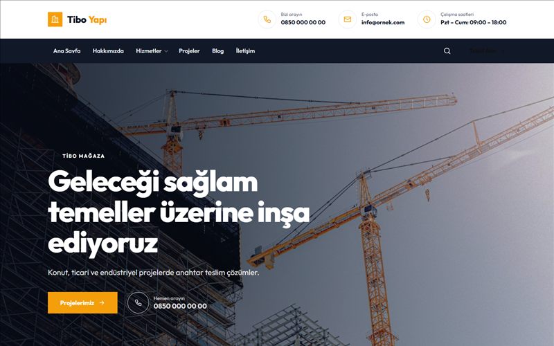 TiboKurumsal İnşaat & Mimarlık demosu