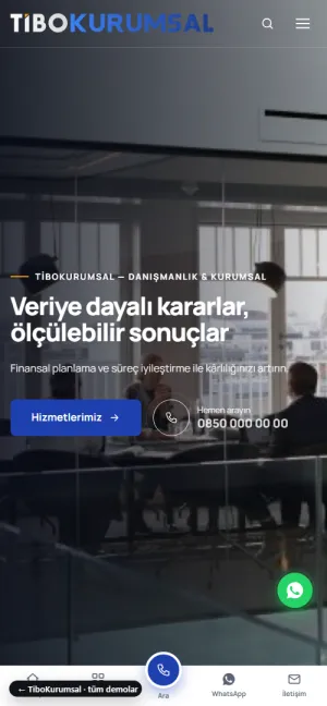 TiboKurumsal mobil görünüm