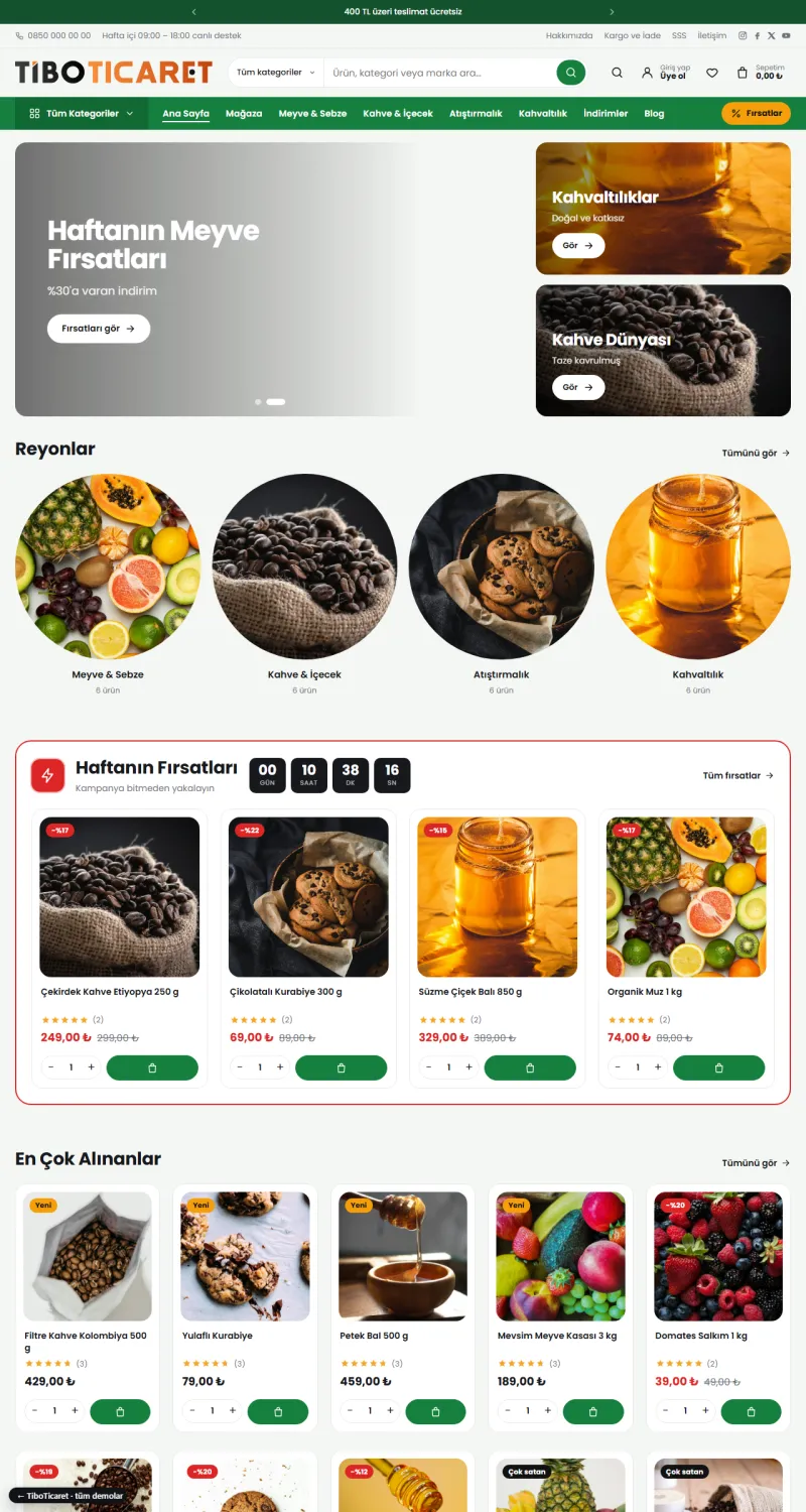TiboTicaret Market & Gıda demosu