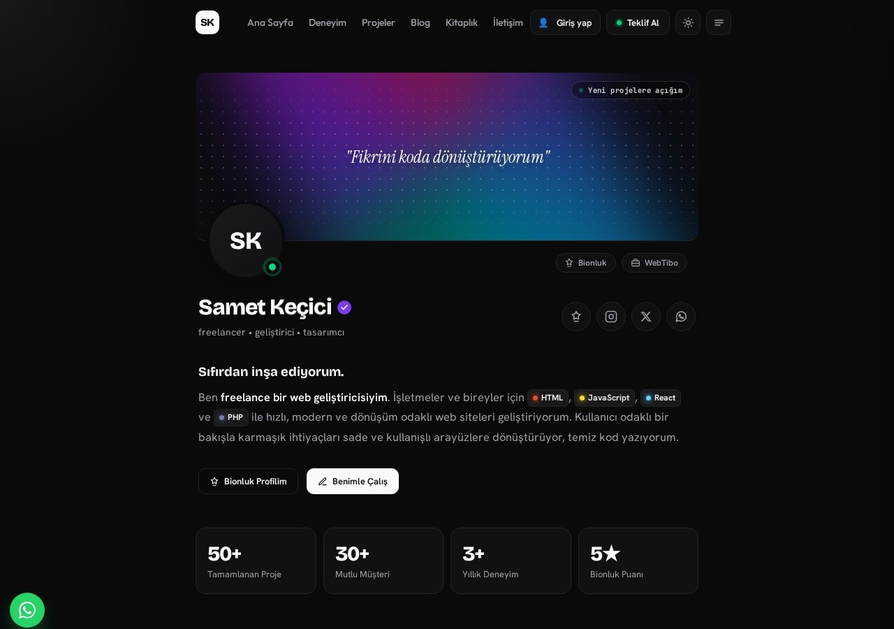 Samet Keçici — Özgeçmiş Sitesi Yapımı web sitesi