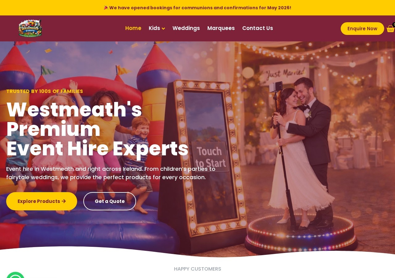 Westmeath Events - Site Yapımı & Güvenliği web sitesi