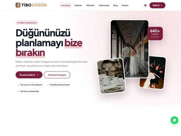 kır bahçesi web sitesi için TiboDüğün Düğün & Organizasyon Firması görünümü
