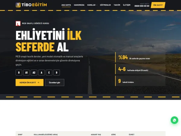 sürücü kursu web sitesi — TiboEğitim Sürücü Kursu