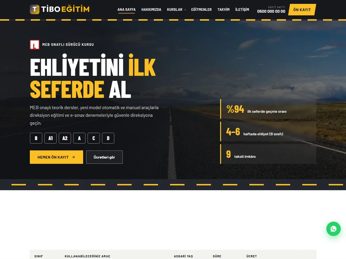 TiboEğitim Sürücü Kursu demosu
