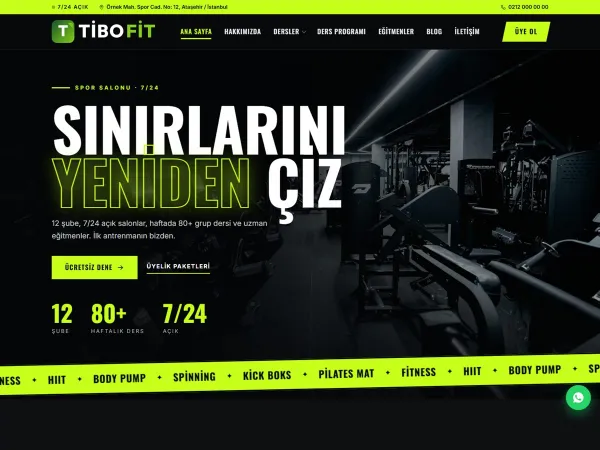 personal trainer web sitesi için TiboFit Spor Salonu görünümü