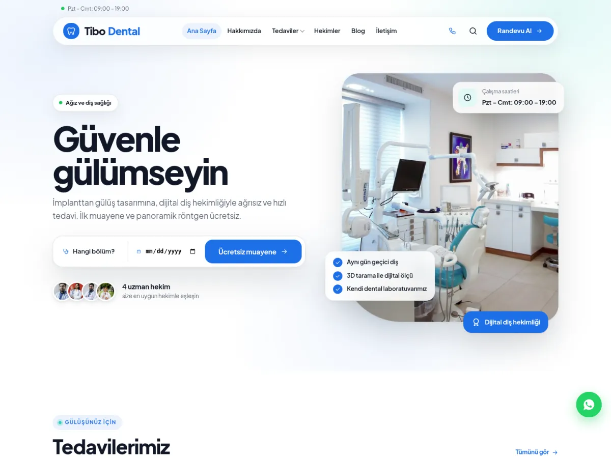 TiboKlinik Diş Kliniği demosu