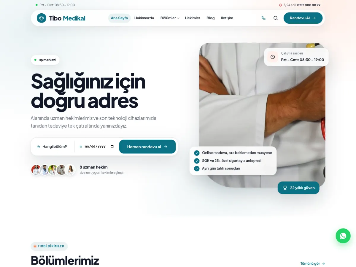 TiboKlinik Poliklinik & Tıp Merkezi demosu