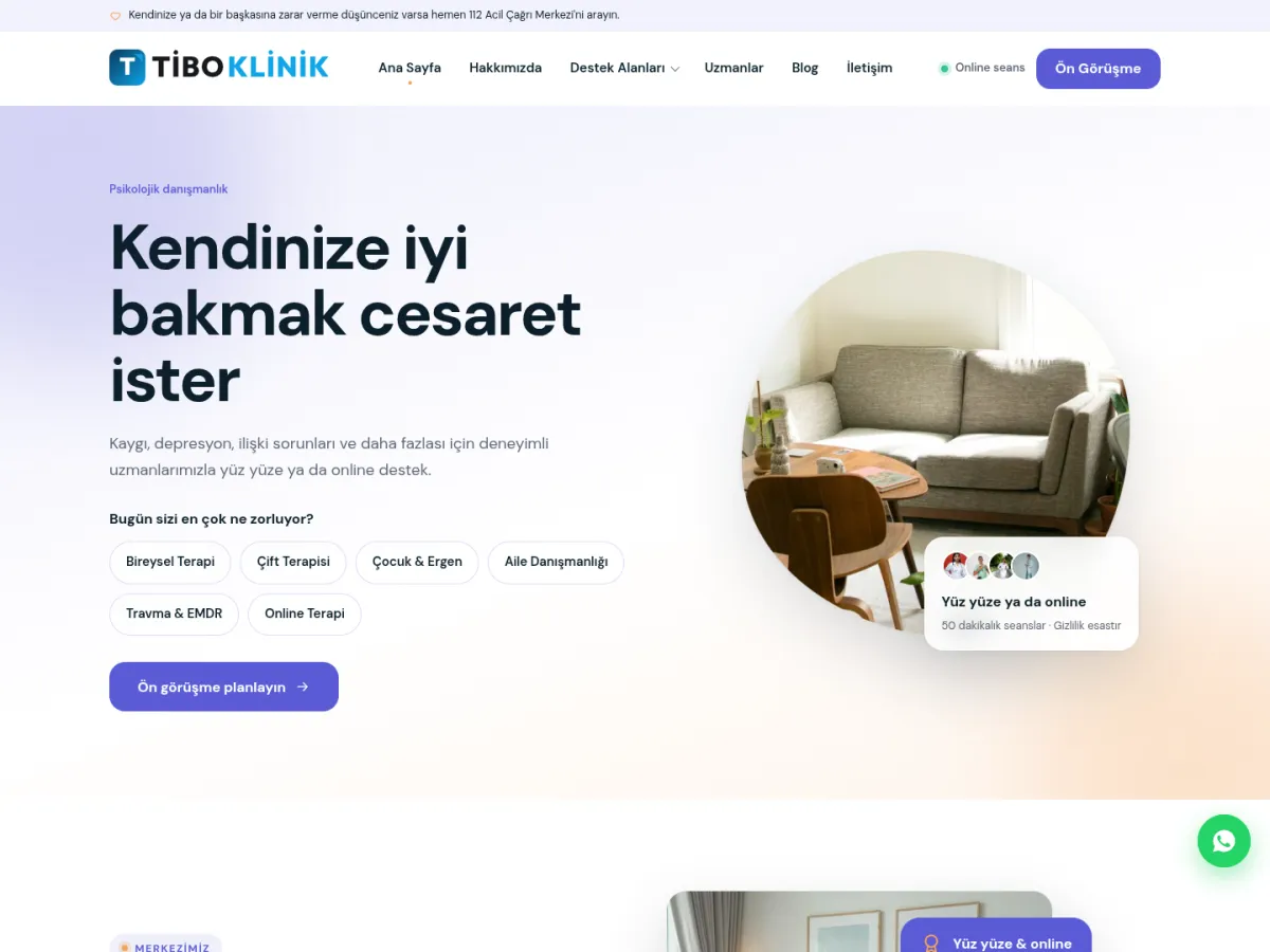 TiboKlinik Psikoloji & Danışmanlık demosu