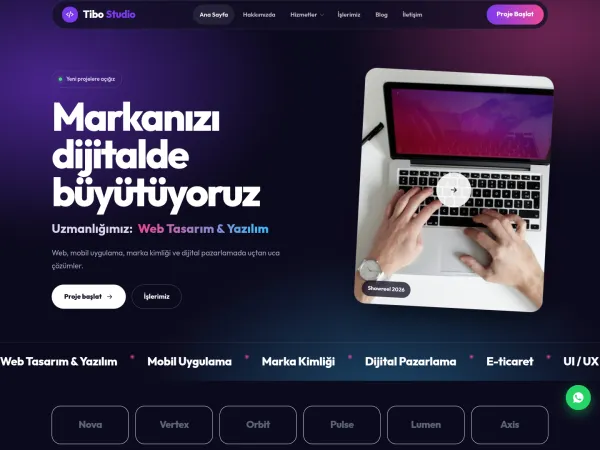 inşaat web sitesi teması için TiboKurumsal Dijital Ajans & Yazılım görünümü