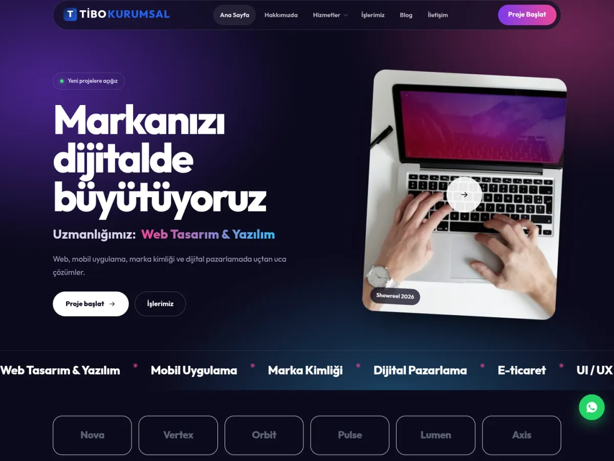 TiboKurumsal Dijital Ajans & Yazılım demosu