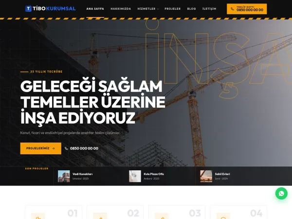 yazılım firması web sitesi için TiboKurumsal İnşaat & Mimarlık görünümü