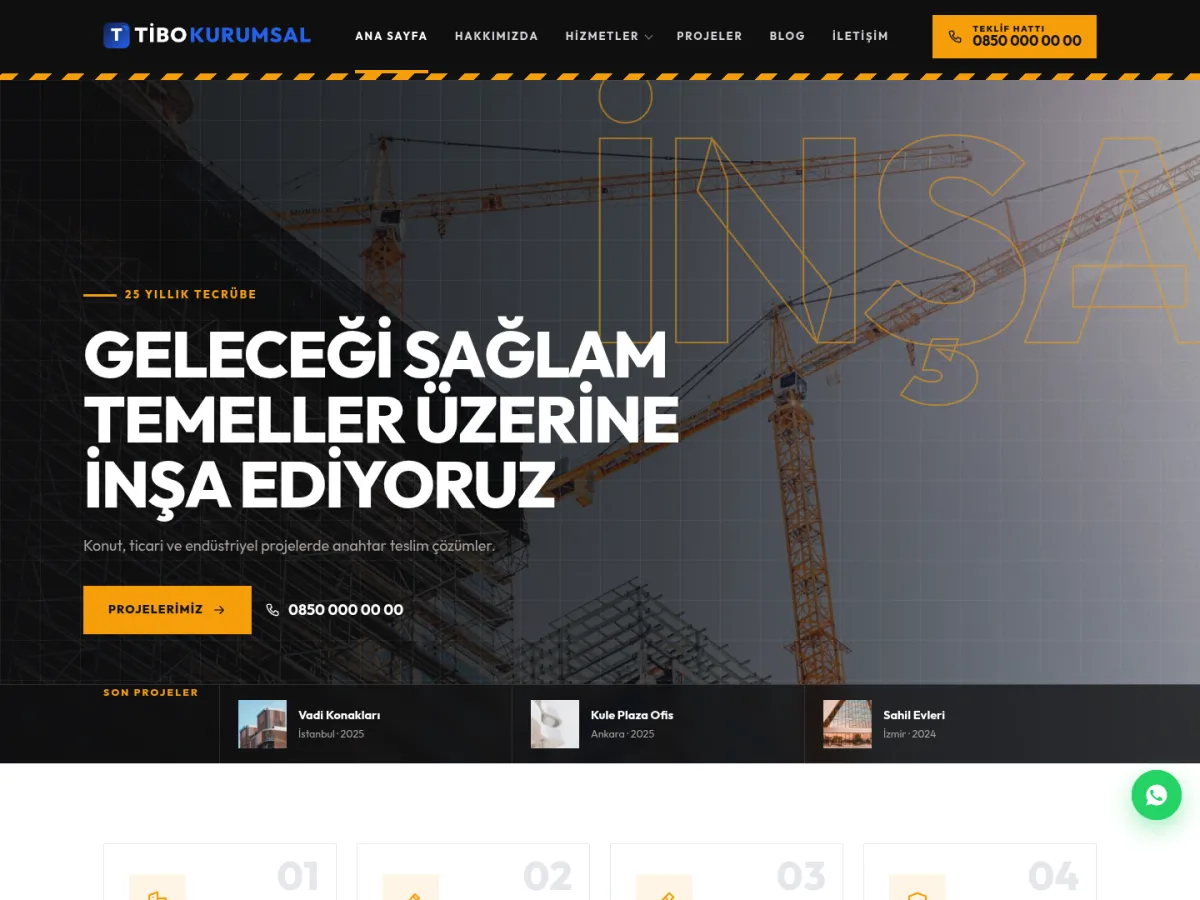 TiboKurumsal İnşaat & Mimarlık demosu
