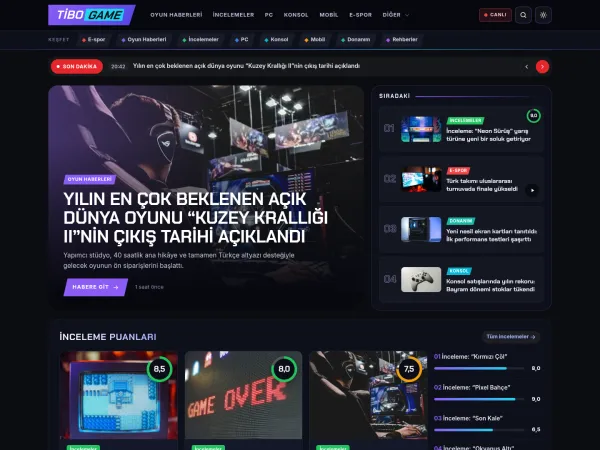 dergi teması için TiboNews Oyun & E-spor görünümü