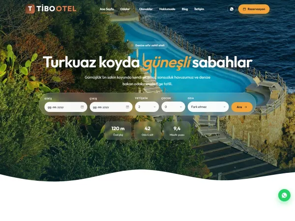 iş oteli web sitesi için TiboOtel Sahil Oteli görünümü