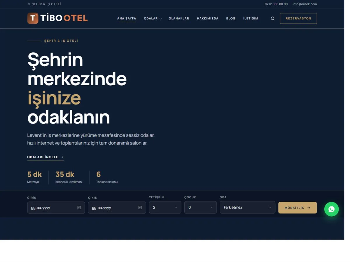 TiboOtel Şehir & İş Oteli demosu