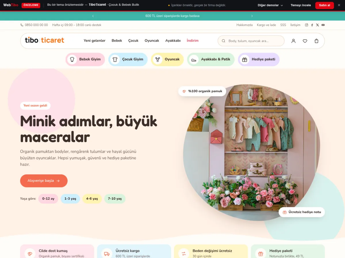 TiboTicaret Çocuk & Bebek Butik demosu