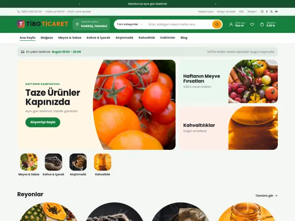 market e-ticaret teması — TiboTicaret Market & Gıda