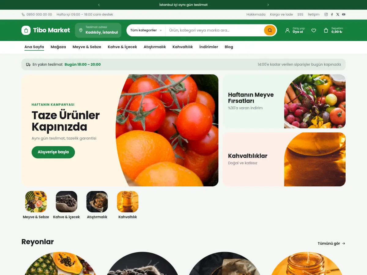TiboTicaret Market & Gıda demosu