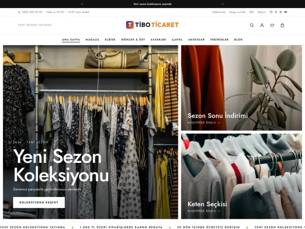 güzellik ürünleri sitesi için TiboTicaret Moda & Giyim görünümü