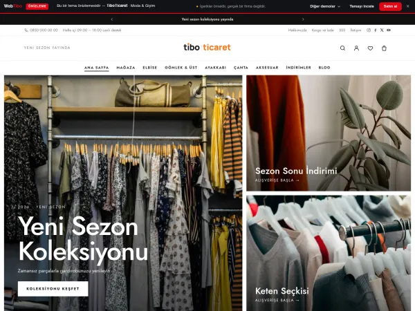kitap satış sitesi için TiboTicaret Moda & Giyim görünümü