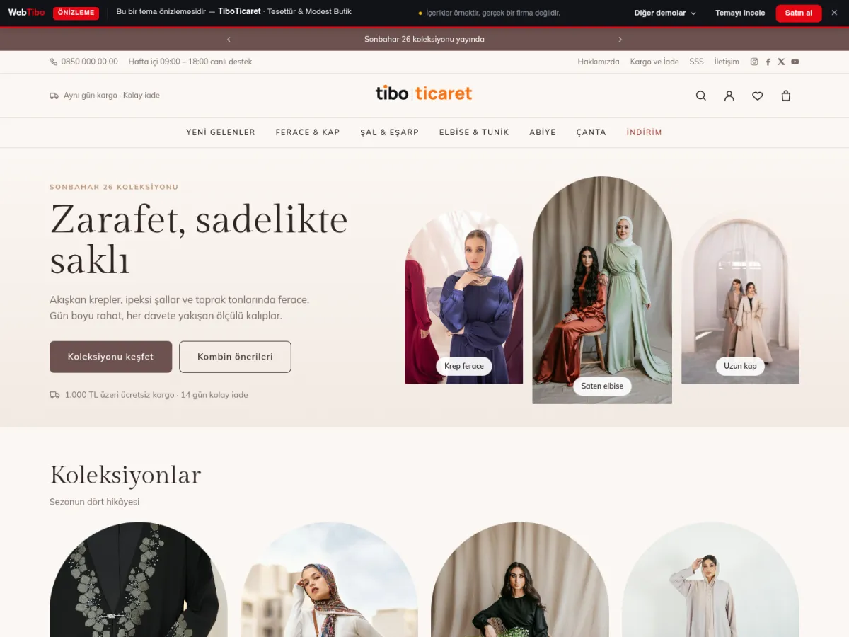TiboTicaret Tesettür & Modest Butik demosu
