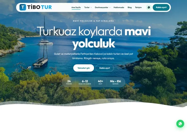 kültür turu sitesi için TiboTur Mavi Yolculuk & Tekne görünümü