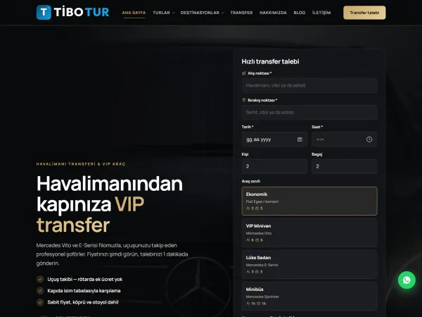 vip transfer web sitesi — TiboTur Transfer & VIP Araç