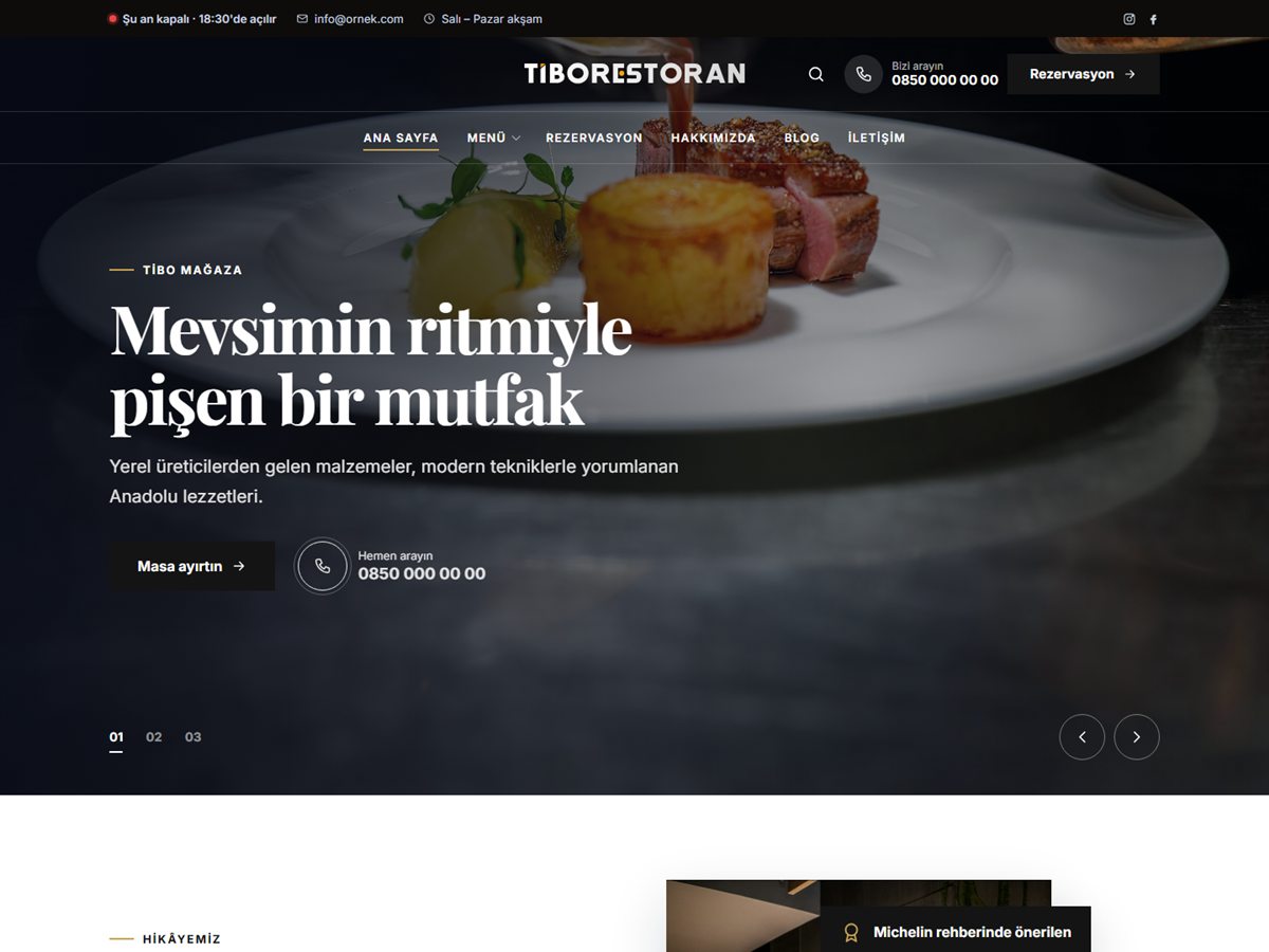 TiboRestoran Fine Dining demosu