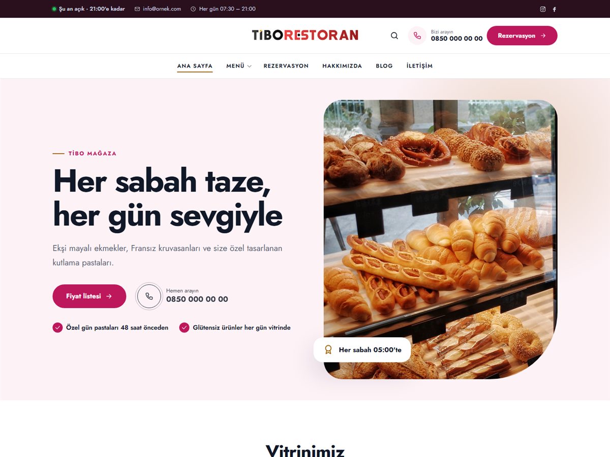 TiboRestoran Pastane & Fırın demosu