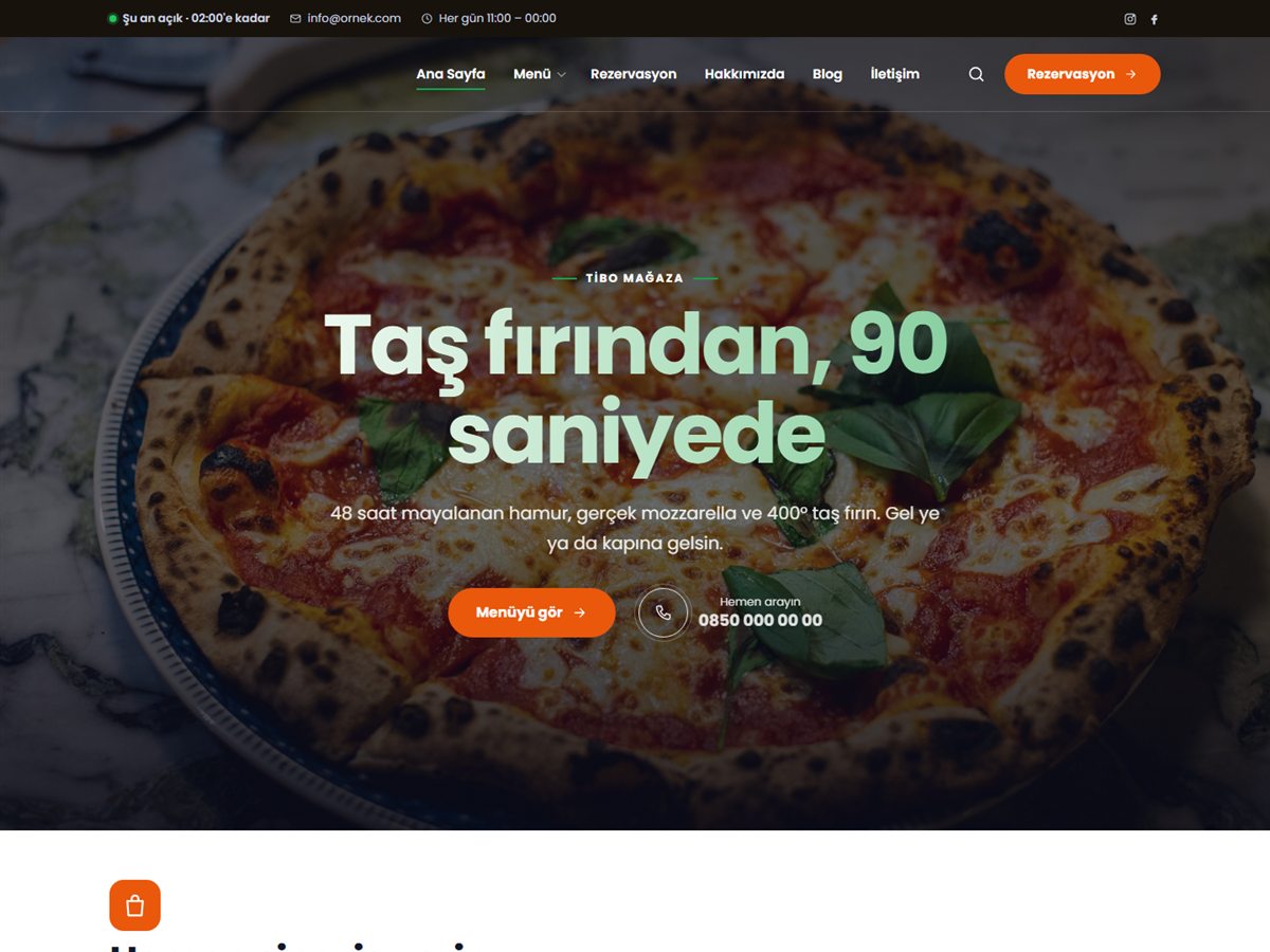 TiboRestoran Pizza & Burger demosu