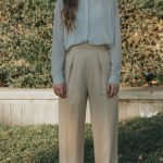 Pileli Keten Pantolon – Taş